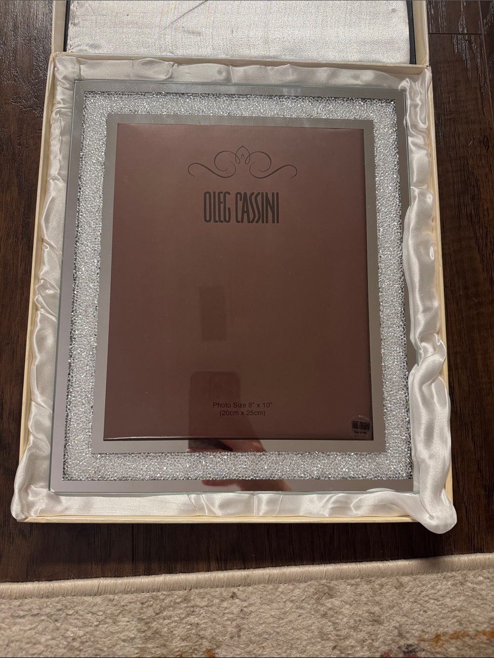 Oleg Cassini Silver Glitter and Chrome Accent Picture Frame